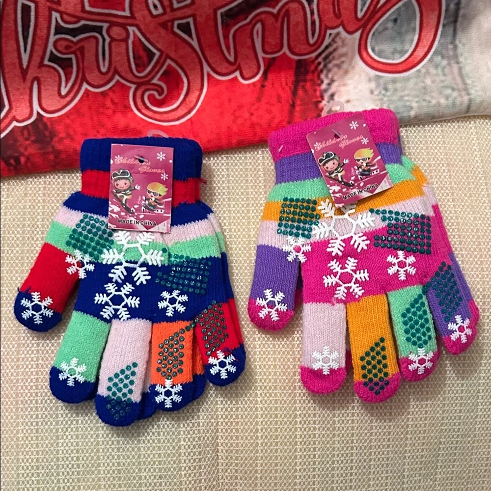 Colorful Snowflake Kids Gloves